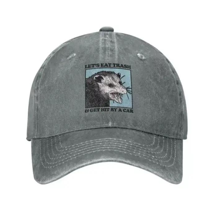 Eat Trash Get Hit By A Car Casquette de baseball Hip Hop Femmes Hommes Réglable Possum Amoureux Papa Chapeau Style