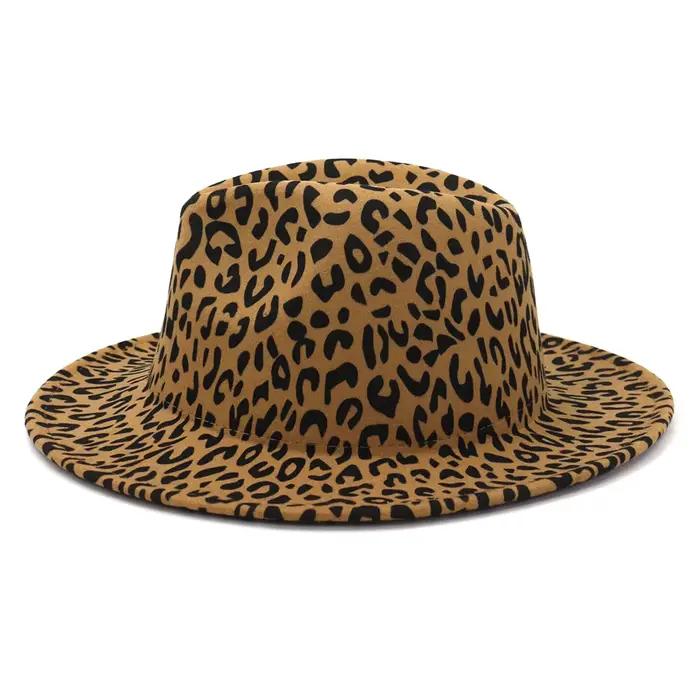 Chapeau à large bord imprimé léopard pour hommes et femmes