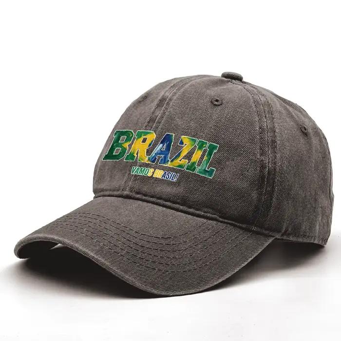 Casquette de baseball réglable avec drapeau du Brésil imprimé