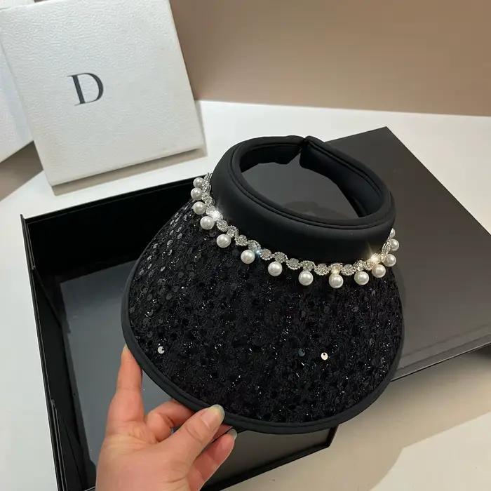 Chapeaux de soleil de luxe en strass et perles pour femmes
