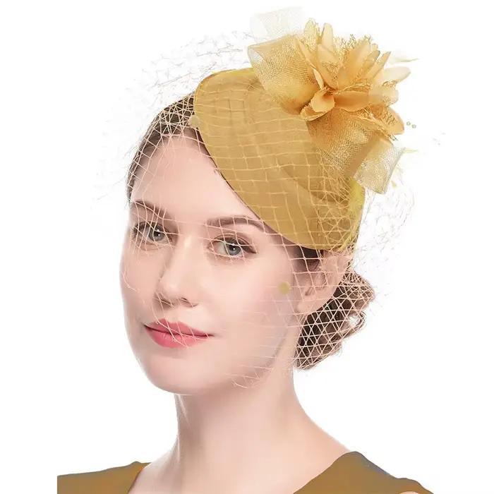 2025 femmes Fascinator chapeaux 20s 50s Vintage pilulier chapeau Kentucky Derby Fascinators fleur voile pince à cheveux