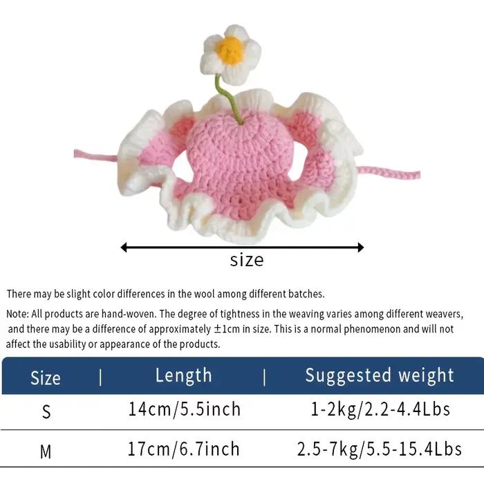 Chapeau pour chat, adorable chapeau en crochet à fleurs