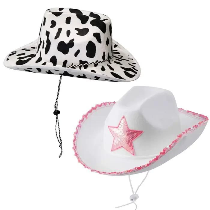 Chapeau de Cowgirl blanc étoile rose