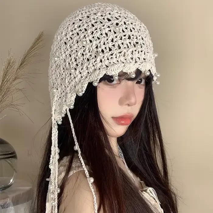 Chapeau de bandeau avec pendentif en perles ajourées pour femmes