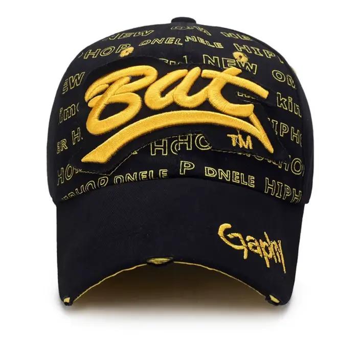 Mode trou cassé chauve-souris broderie chapeaux Hip-hop décontracté
