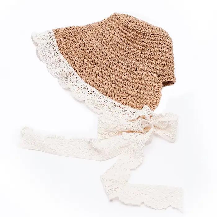 Chapeau de paille princesse printemps-été pour bébé fille