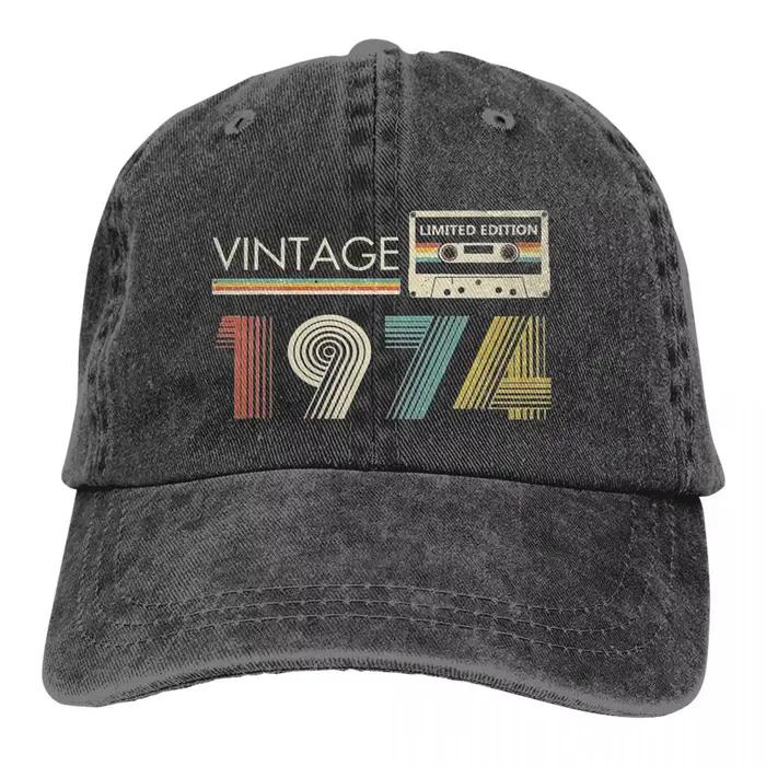 Casquette de baseball vintage ajustable pour hommes et femmes, cadeau de 50 ans, coupe de camionneur, 1970s style, matériau robuste, bleu marine, gris foncé, rouge, noir, kaki