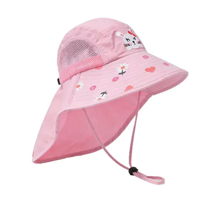 Chapeau de pêcheur en polyester pour enfants large bord protection solaire réglable pour garçons filles style moderne été activités extérieures