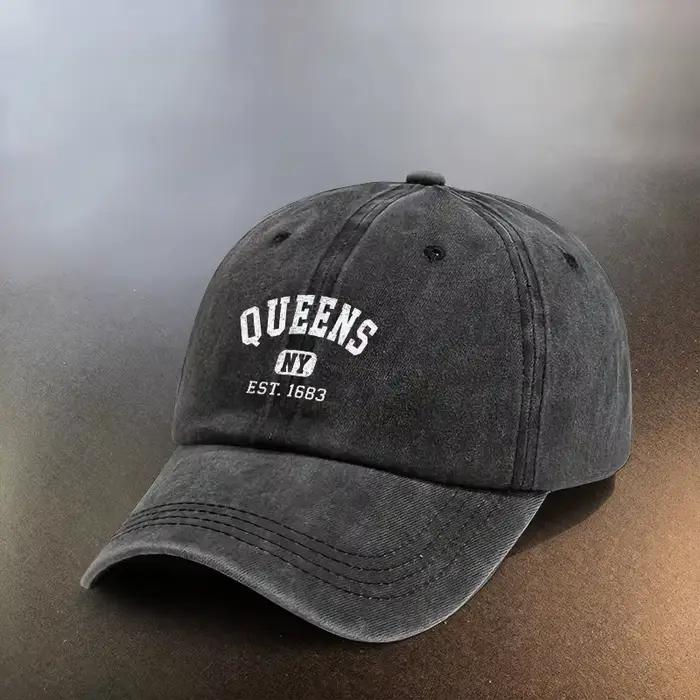 Chapeau délavé Queens NY EST 1683 casquette anti-UV coton unisexe pour hommes femmes usages multiples occasions spéciales