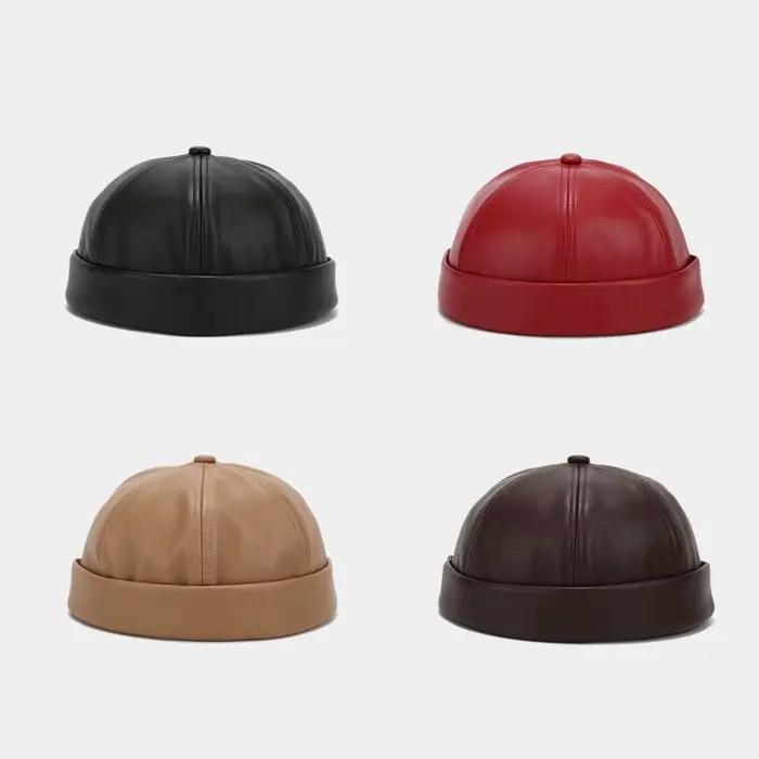 Chapeau de propriétaire rond sans bords en cuir