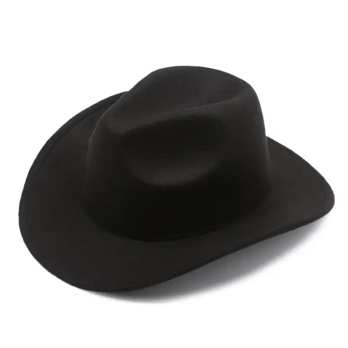 Nouveau Chapeau de Cowboy à large bord couleur unie feutre Panama casquette rétro britannique femmes hommes