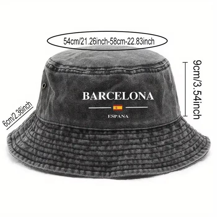Chapeau de pêcheur réglable avec lettres et drapeau de Barcelone