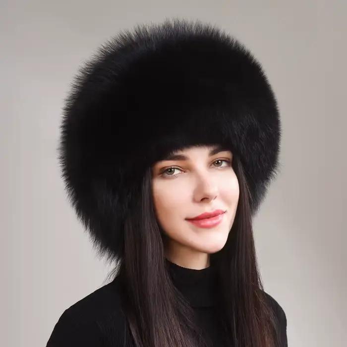 Chapeau en fourrure de renard véritable pour femmes