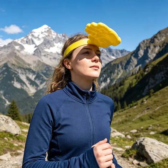Nouveau et original bandeau chapeau de soleil jaune en forme de main – idéal pour les fêtes sur la plage
