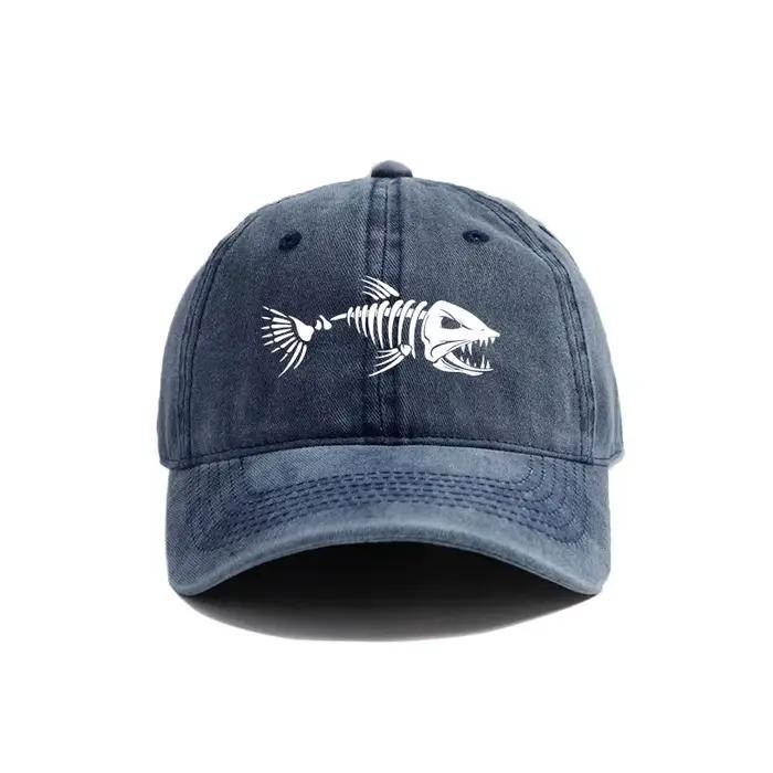 Casquette de Baseball en arête de poisson été en détresse papa chapeaux hommes pêche en plein air squelette os