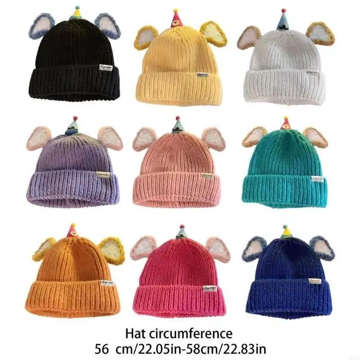 Chapeau tricoté à mode avec oreille dessin animé