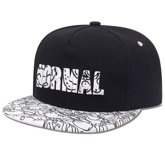Chapeau à bord plat à motif brodé NORMAL tendance