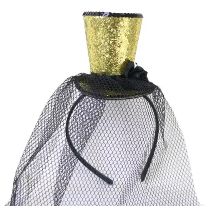 49mf voile haut chapeau fascinateurs Hair Hoop Tea Hat pour filles enfants vintage Pillbox Hat à thé