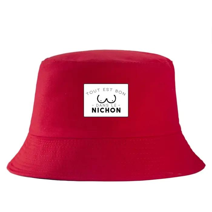 Casquette de pêcheur avec citation drôle en français « Tout est bien dans le nichon »