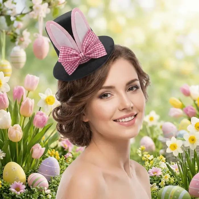 Chapeau cloche en velours et peluche à motif écossais avec nœud