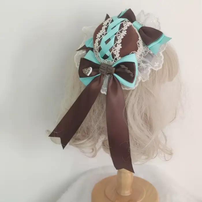 Chapeau plat glamour couleur chocolat menthe Lolita