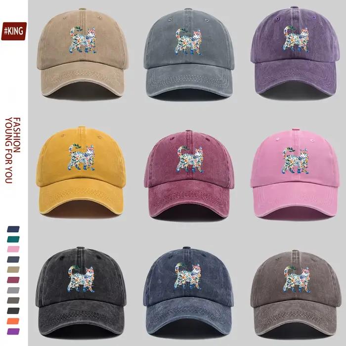 Casquette de Baseball chat fleurs aquarelle hommes femmes réglable Snapback camionneur chapeau Sport décontracté