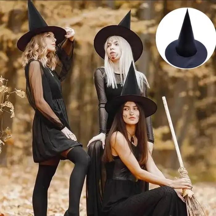 Chapeau de sorcière pliable noir pour carnaval d'halloween