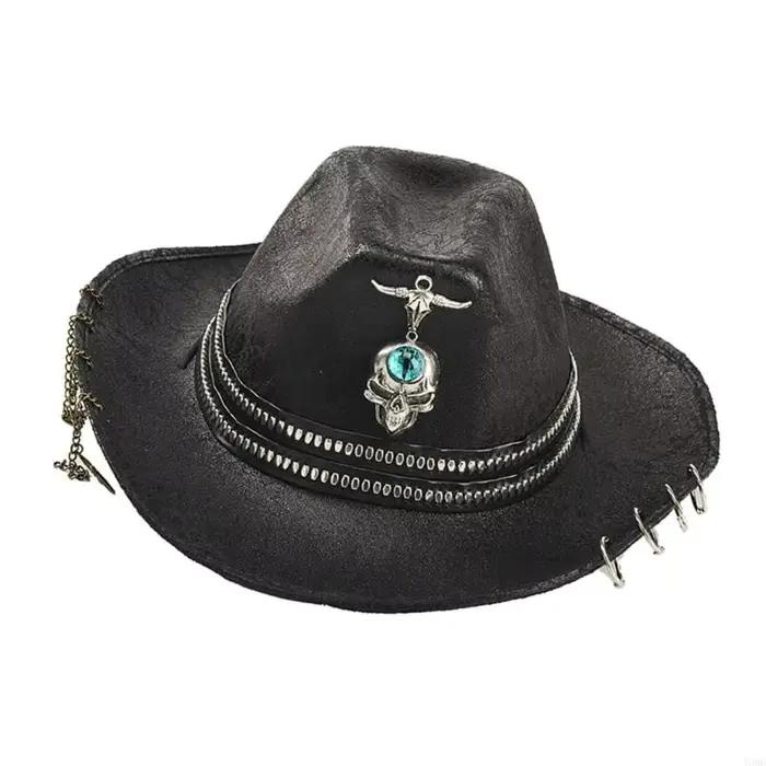 Chapeau seau élégant avec embellissement chaîne gothique