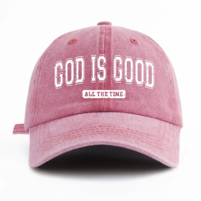 GOD IS GOOD Chapeau de baseball imprimé délavé à l'eau Simple