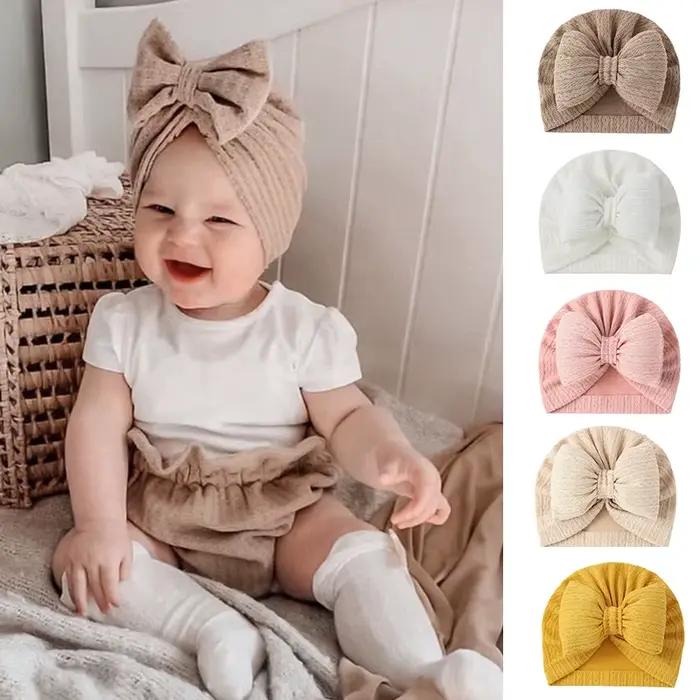 Mignon nœud papillon bébé Turban chapeau doux nouveau-né