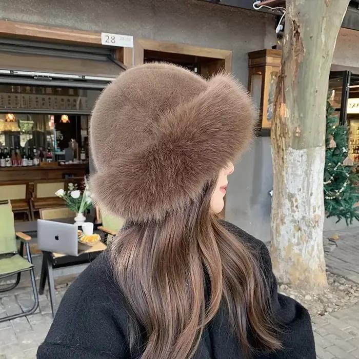 Nouvelle mode femme casquette de fourrure chapeau