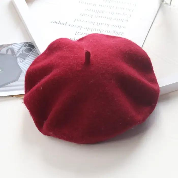 Chapeaux d'hiver pour femmes bérets casquette de peintre automne hiver chapeau femme plat artiste français béret filles Vintage chaud décontracté
