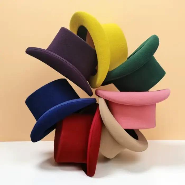 100% laine britannique Europe Gentleman grand Fedoras chapeau scène Performance haut chapeaux magicien rétro mode
