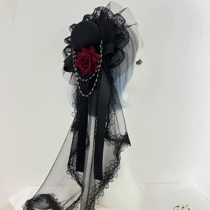 Mini chapeau gothique Vintage en dentelle