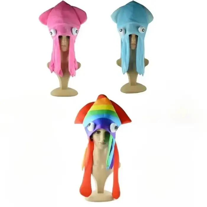 Chapeau de calmar arc-en-ciel amusant pour Halloween, chapeau de canard volant jaune, accessoires pour vêtements, carnaval, fête amusante, coiffure de poulpe d'animal marin