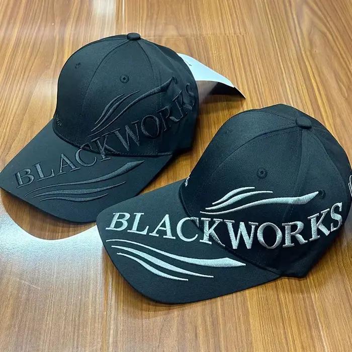 Gamakpetrol-Casquette de pêche noire brodée avec protection UV