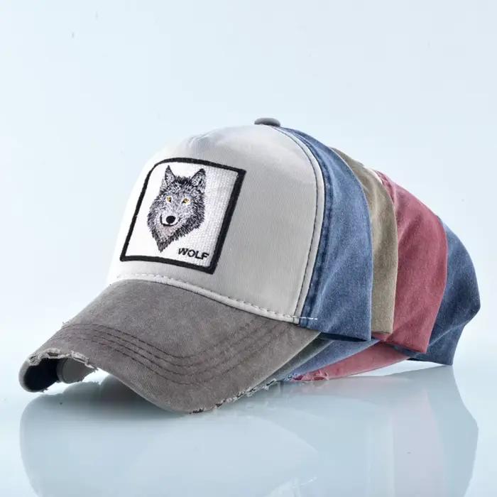 Casquette de Baseball unisexe hommes femmes mode animaux broderie Snapback chapeau printemps été coton lavé denim Hip