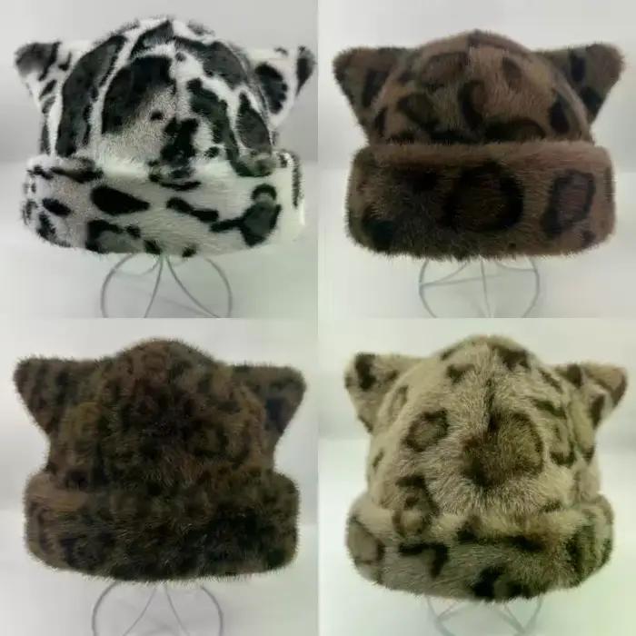 Bonnet chaud avec oreilles de chat pour femme
