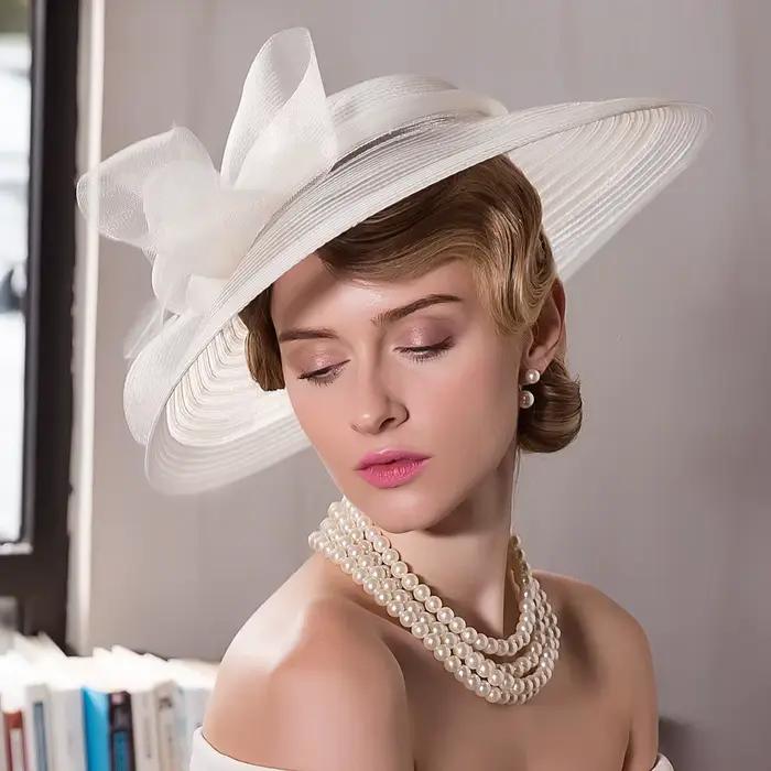Chapeau Fedora FS élégant pour femmes à large bord polyvalent pour mariage, cérémonies et soirées de gala
