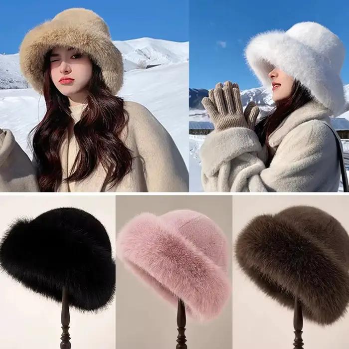 Chapeau en fourrure moelleux pour femme