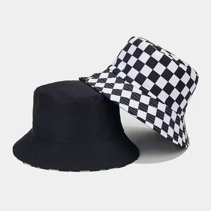 Chapeau à carreaux réversible pour hommes et femmes