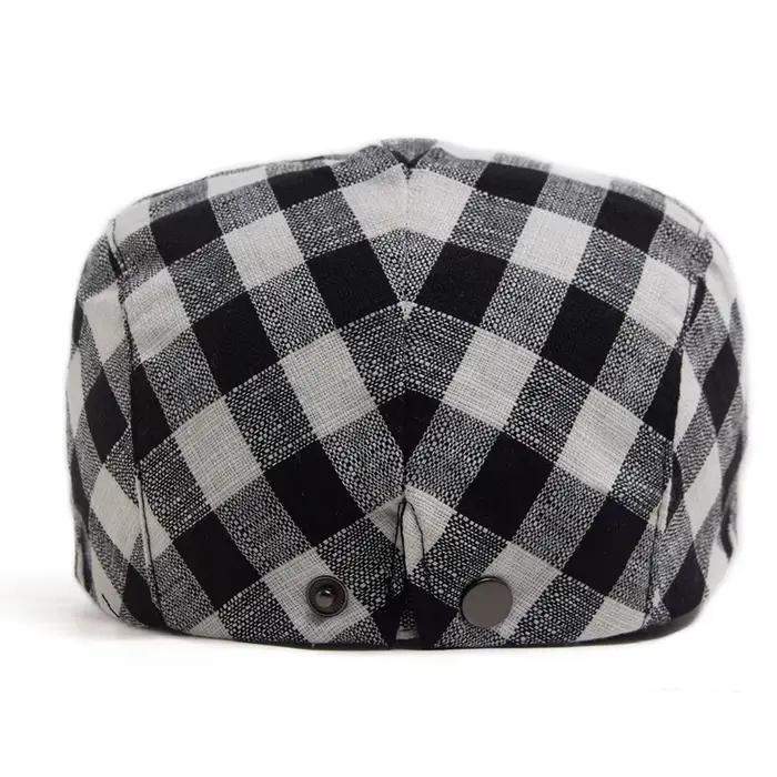 New Fashion Plaid Beret Men Women Vintage Visor Flat Cap Spring Autumn Newsboy Hat Casual Female Berets Boina Adjustable