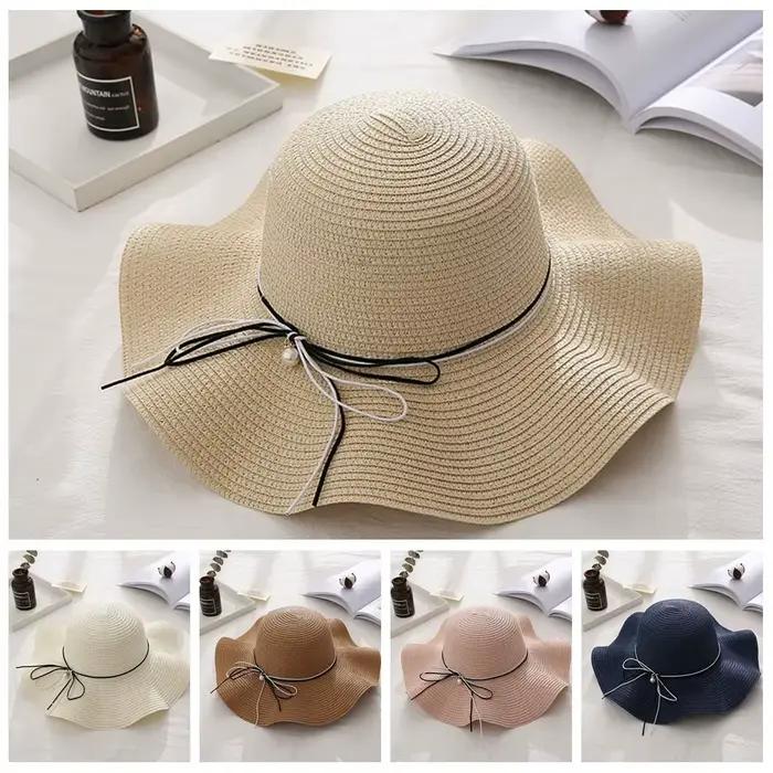 Chapeau de paille tendance style français avec perles