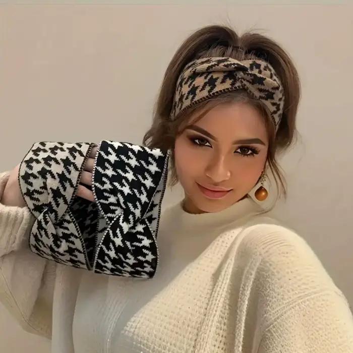 5 pièces/3 pièces ensemble tricoté mille oiseaux mode femmes bandeaux rétro chaud haute élasticité bandeau cheveux Accessoires