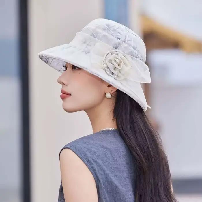Chapeau de pêcheur pliable à motif floral
