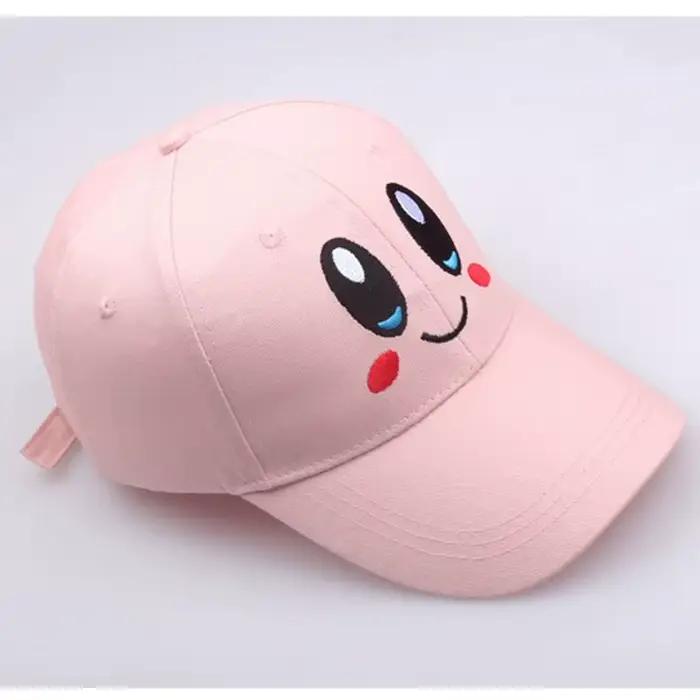 Anime Kirby chapeau fille Kawaii rose visage souriant brodé