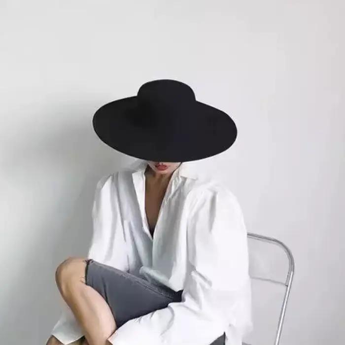 Dames françaises Fedoras haut noeud papillon Fedora chapeau hiver automne Imitation laine mariage Jazz chapeaux plat