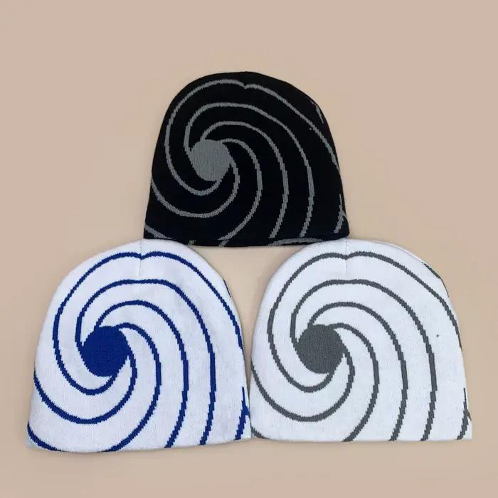 Nouveaux Bonnets Tricotés Jacquard Vortex Eye Personnalisés pour Hommes et Femmes