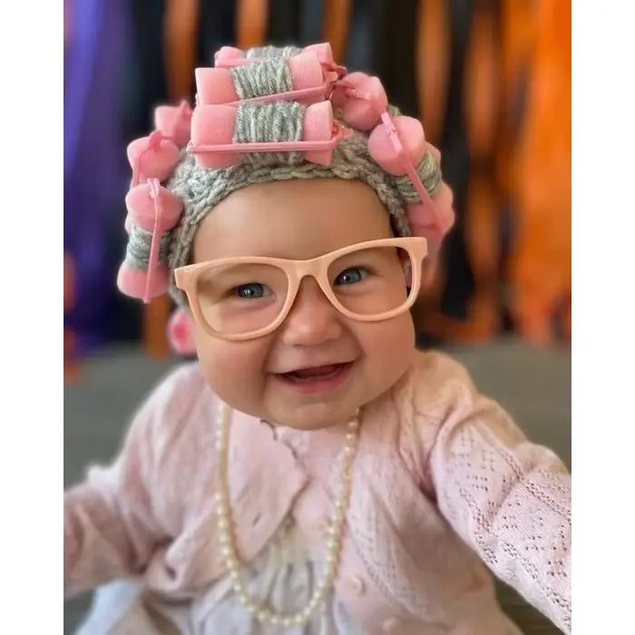 Chapeau bouclé pour enfants - Perruque de vieille dame au crochet pour tout-petit