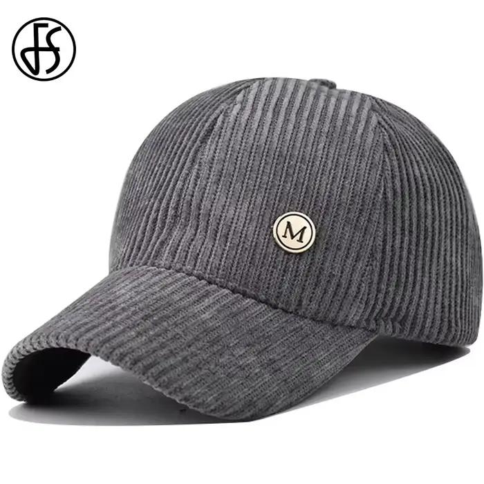 Casquette de baseball en velours côtelé gris beige FS pour hommes